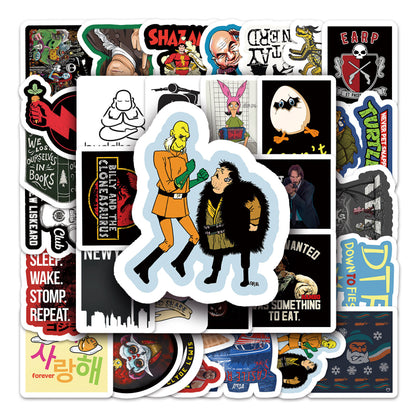 50PCS Waterproof Funny Cartoon Stickers – Trendy Laptop, Scooter & Luggage Decals for Creative Expression