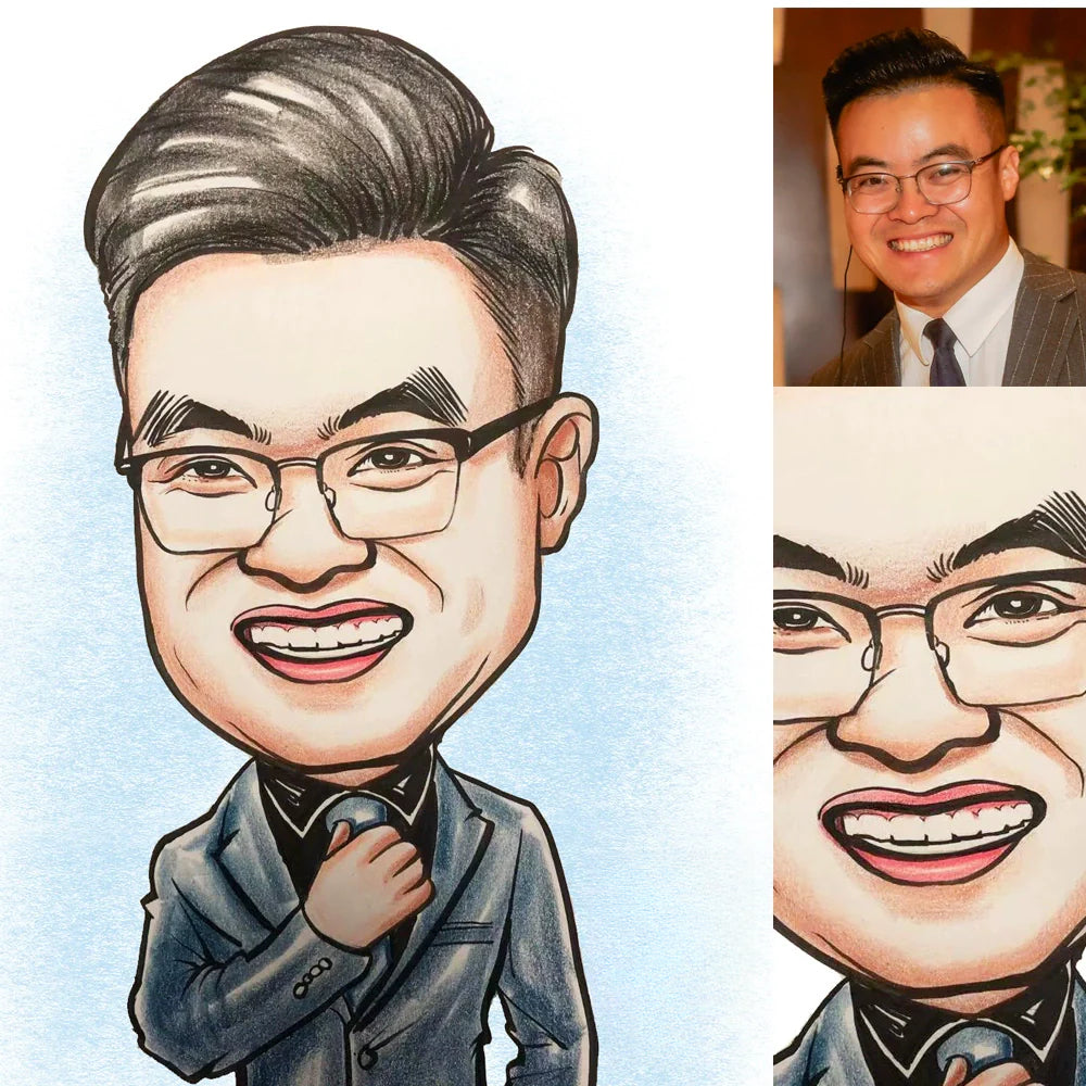 Custom Cartoon Portrait Drawing – Hand-Drawn Funny Caricature from Photo – Personalized Gift for Friends, Teachers, or Colleagues