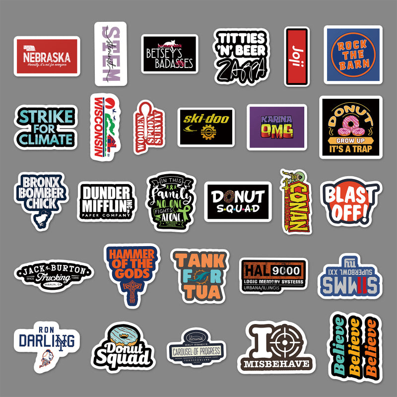 Cartoon Graffiti Letter Stickers – 54PCS Waterproof Vinyl Decals for Luggage, Laptop, Car, Skateboard – Aesthetic DIY Decoration for Teens & Creators