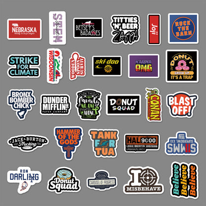 Cartoon Graffiti Letter Stickers – 54PCS Waterproof Vinyl Decals for Luggage, Laptop, Car, Skateboard – Aesthetic DIY Decoration for Teens & Creators