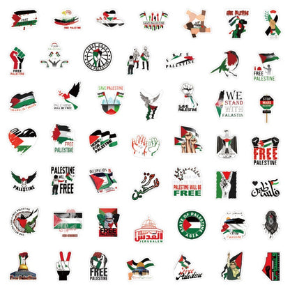 50PCS Palestine Graffiti Stickers – Peace Support, Waterproof & Trendy for Phone, Laptop, Bottles, Luggage