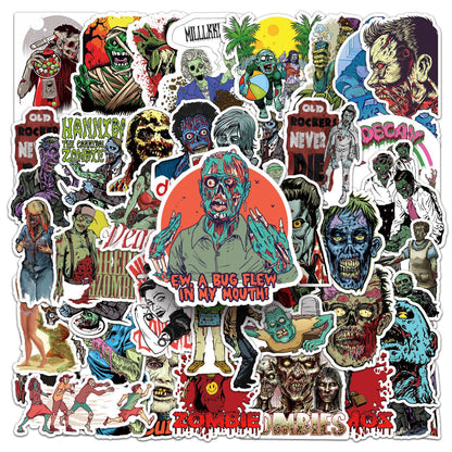 Zombie Graffiti Sticker Pack 51pcs | DIY Horror-Themed Decals for Skateboards, Water Bottles, Luggage | Must-Have for Trendsetters