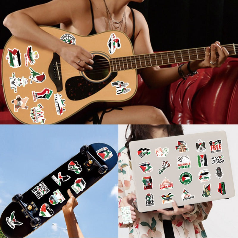 50PCS Palestine Graffiti Stickers – Peace Support, Waterproof & Trendy for Phone, Laptop, Bottles, Luggage