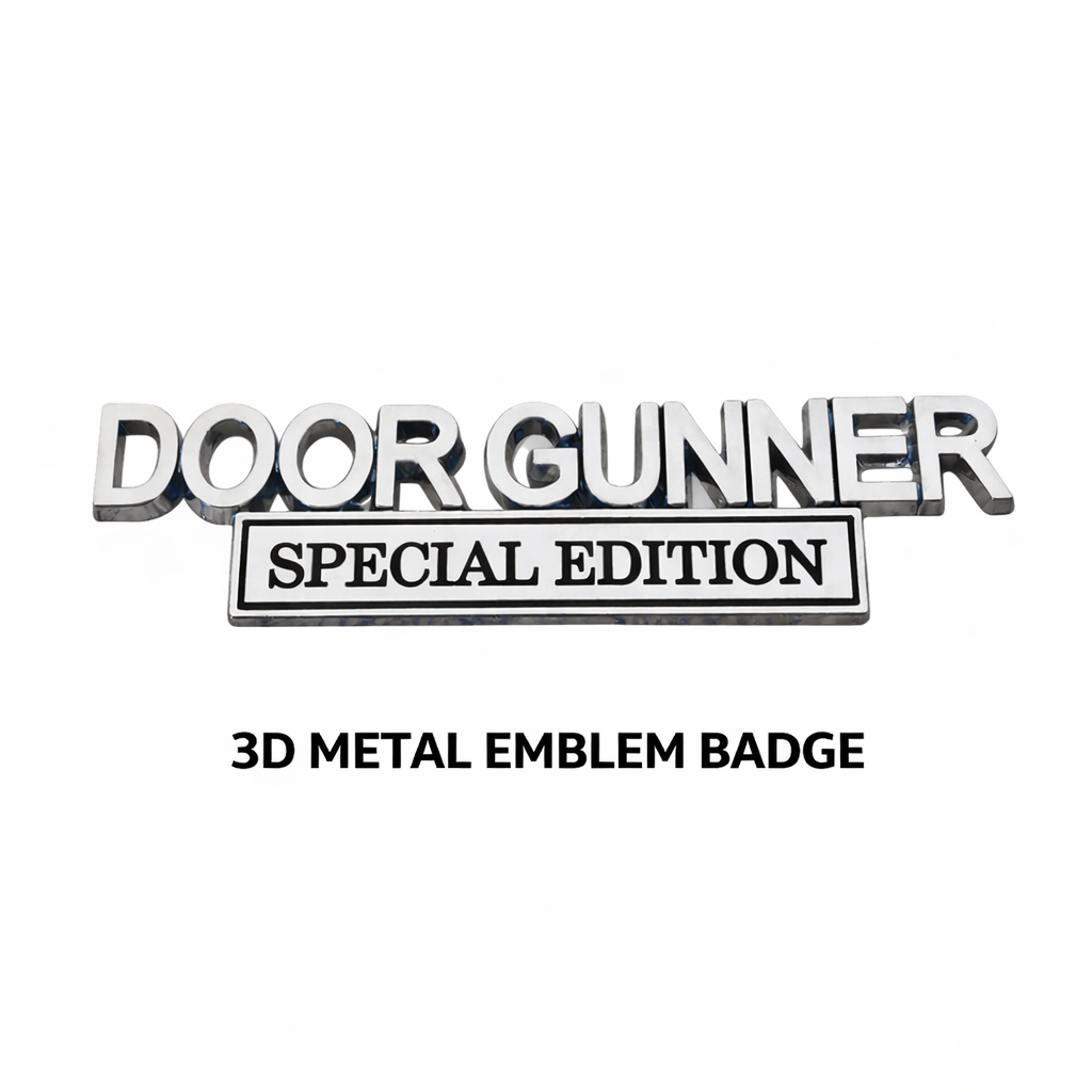 Door Gunner Edition 3D Metal Car Emblem Badge – Military Style Auto Decal for Truck SUV Fender Tailgate