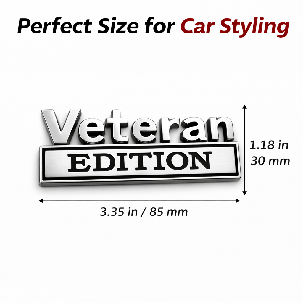 3D Metal Veteran Edition Car Emblem Badge – Military Style Auto Decal for Truck SUV Fender Tailgate