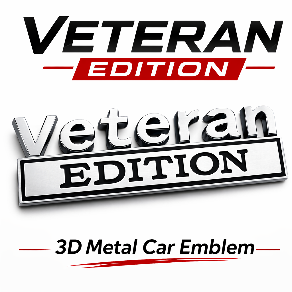 3D Metal Veteran Edition Car Emblem Badge – Military Style Auto Decal for Truck SUV Fender Tailgate
