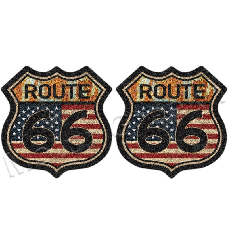 Retro Motorcycle Sticker – Waterproof Matte Route 66 Decal | Durable USA Road Trip Decor | Car, Laptop, Bike Vibes