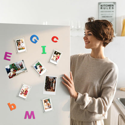 Acrylic Magnetic Photo Frame｜Double-Sided Clear Display for Mini Prints｜Strong Magnet Fridge Decor｜Capture Your Travel Memories