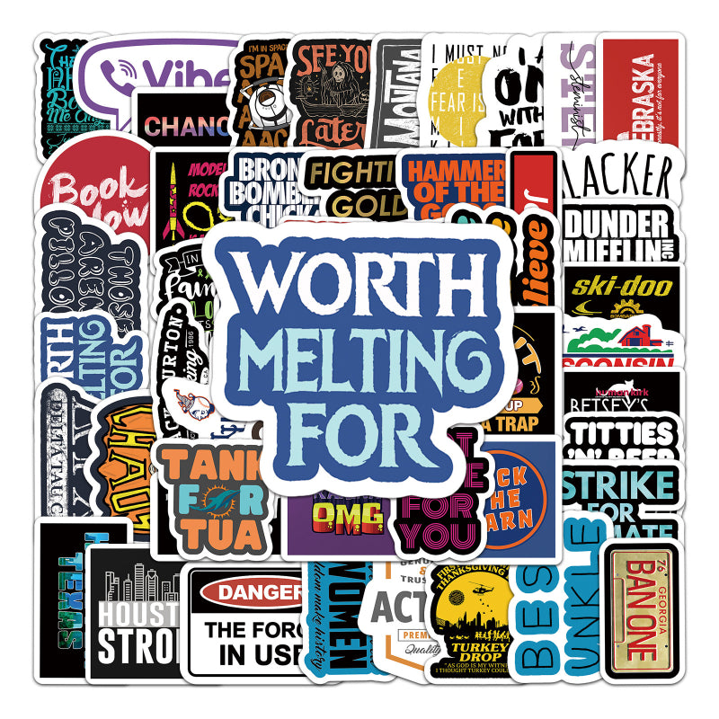 Cartoon Graffiti Letter Stickers – 54PCS Waterproof Vinyl Decals for Luggage, Laptop, Car, Skateboard – Aesthetic DIY Decoration for Teens & Creators