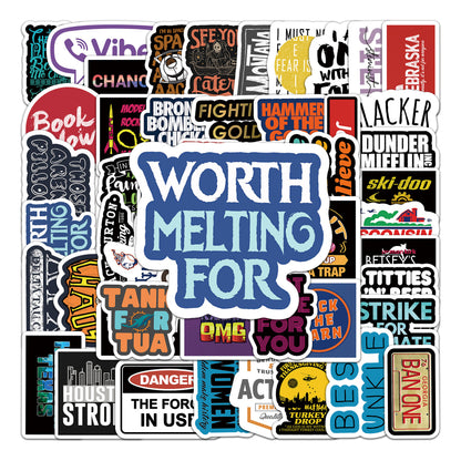 Cartoon Graffiti Letter Stickers – 54PCS Waterproof Vinyl Decals for Luggage, Laptop, Car, Skateboard – Aesthetic DIY Decoration for Teens & Creators