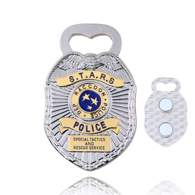 Raccoon City Badge Bottle Opener | Magnetic Fridge Magnet Keychain | Creative Collectible Gift