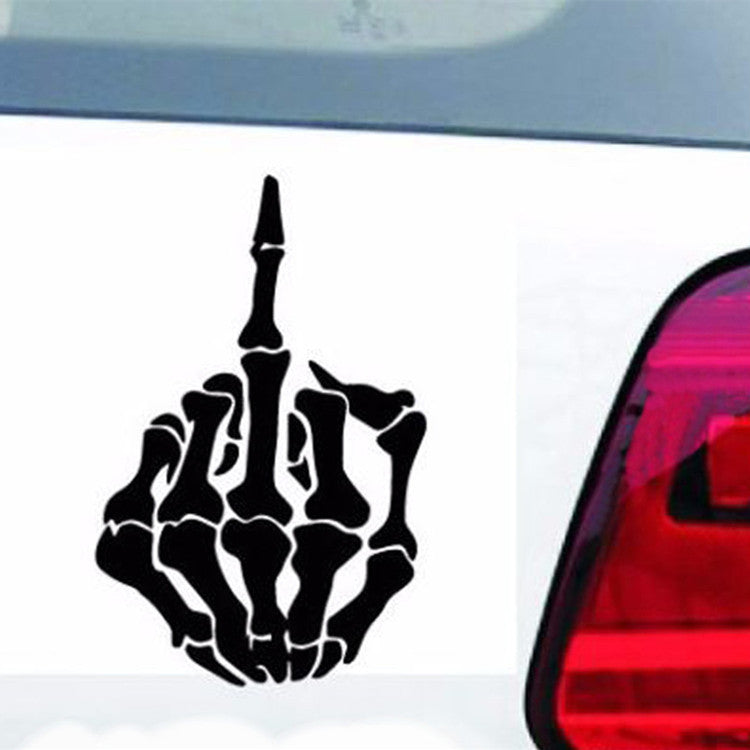 Skeleton Finger Car Decal – Reflective Vinyl Sticker for Cars, Laptops, and More – Durable, Weatherproof, and Easy to Apply