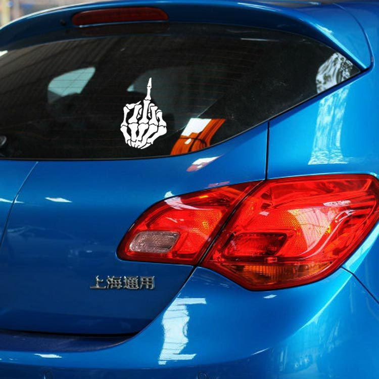 Skeleton Finger Car Decal – Reflective Vinyl Sticker for Cars, Laptops, and More – Durable, Weatherproof, and Easy to Apply
