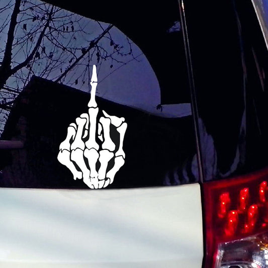 Skeleton Finger Car Decal – Reflective Vinyl Sticker for Cars, Laptops, and More – Durable, Weatherproof, and Easy to Apply