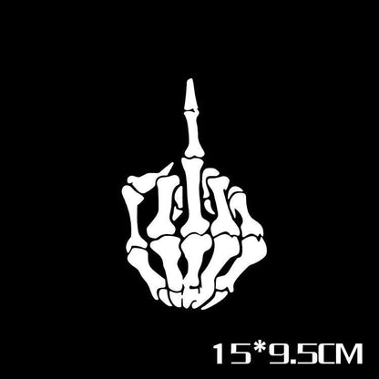 Skeleton Finger Car Decal – Reflective Vinyl Sticker for Cars, Laptops, and More – Durable, Weatherproof, and Easy to Apply