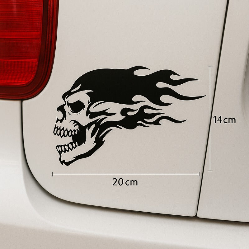 Halloween Skull Flame Car Sticker – Waterproof Bumper & Motorcycle Decal for Cool Custom Styling
