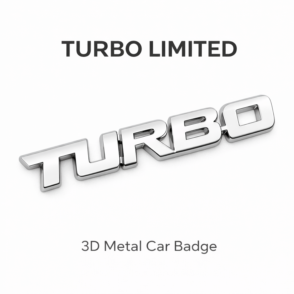 Turbo Limited Edition Metal Car Badge – 3D Alloy Emblem Sticker for Car Fender, Trunk, Hood Decoration, Universal Auto Styling