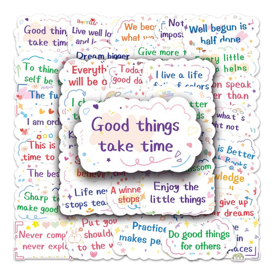 DIY Stickers - 50PCS Motivational Quote Decals for Water Bottles & Luggage, Waterproof & Unique Doodle Art, Inspirational Gift (Trending on TikTok)