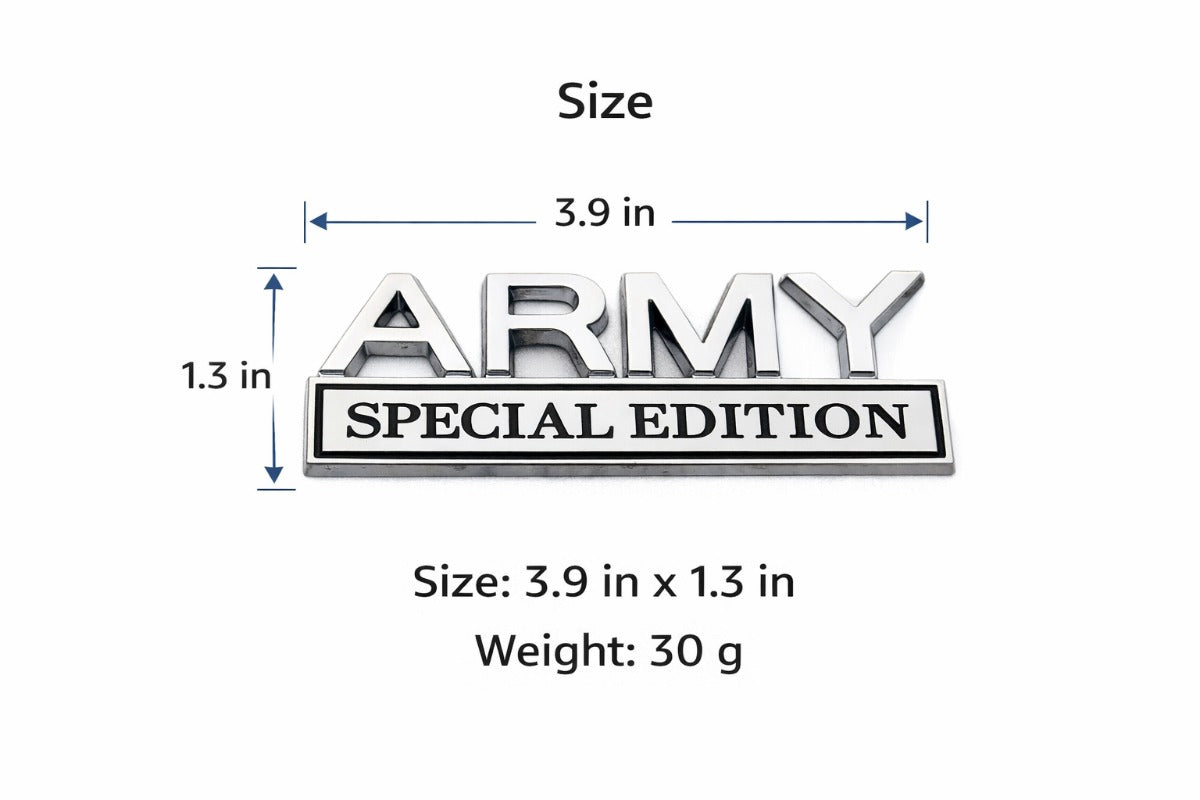 ARMY Edition Metal Car Badge | Military Style Fender Emblem | Auto Body Sticker for Jeep Truck SUV