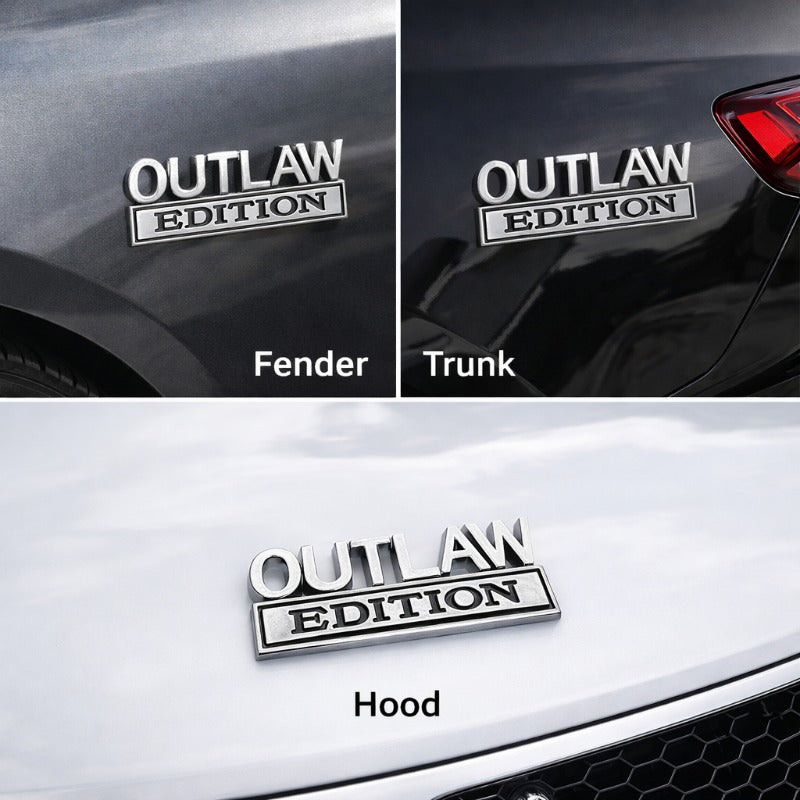 OUTLAW Edition Metal Car Badge – 3D Aluminum Emblem Sticker for Fender Trunk Hood Auto Decoration