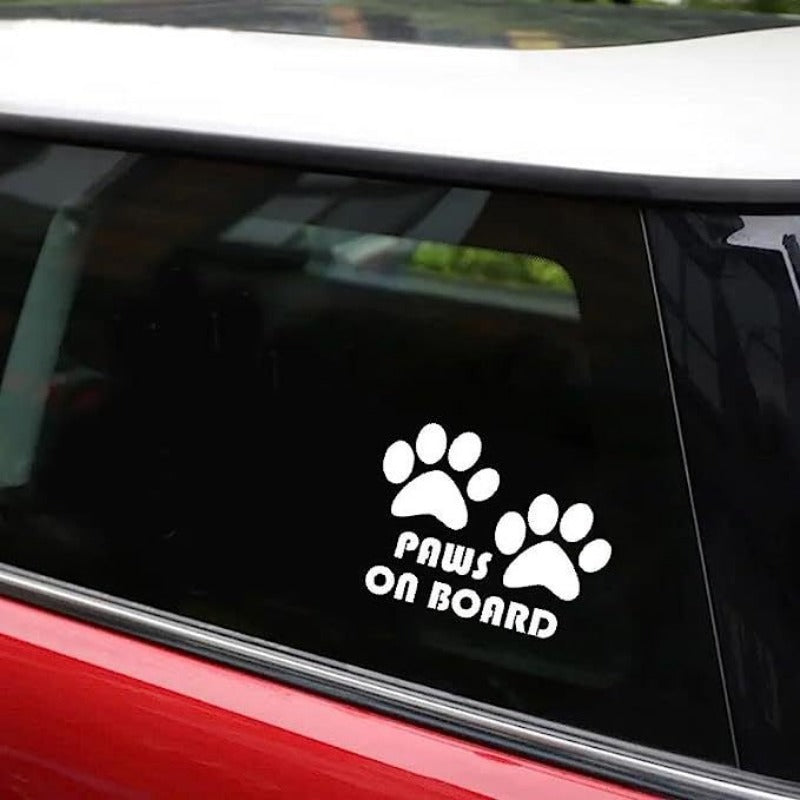 Car Sticker + Pet Safety Sign + Cute Paw Print Design + Show Your Love for Dogs Cats