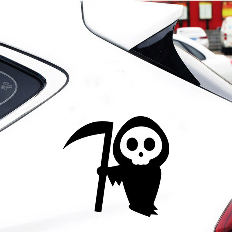 Car Sticker Reaper Skull Decal – Waterproof Horror Design for Laptop, Bumper & Window, Unique Gothic Decor