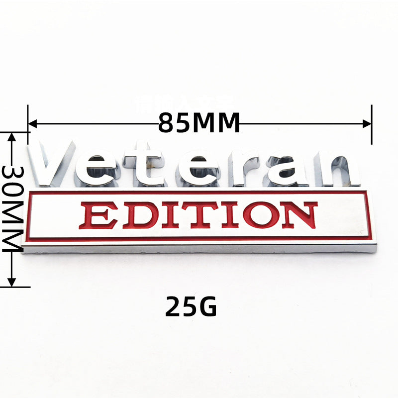 3D Metal Veteran Edition Car Emblem Badge – Military Style Auto Decal for Truck SUV Fender Tailgate