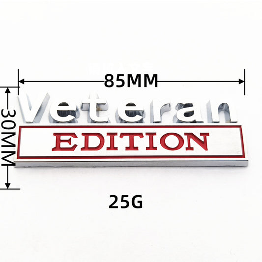 3D Metal Veteran Edition Car Emblem Badge – Military Style Auto Decal for Truck SUV Fender Tailgate