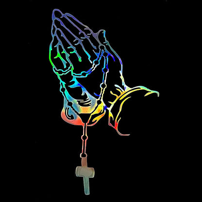 Laser Car Sticker Prayer Rosary Waterproof Reflective Motorcycle Window Decal Spiritual Protection