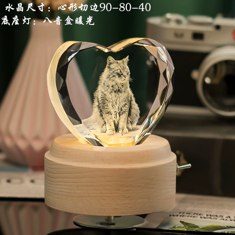 Customized Pet Crystal Ball + Memorial Dog Photo + Music Player + Exclusive 3D Engraving + Heartfelt Gift