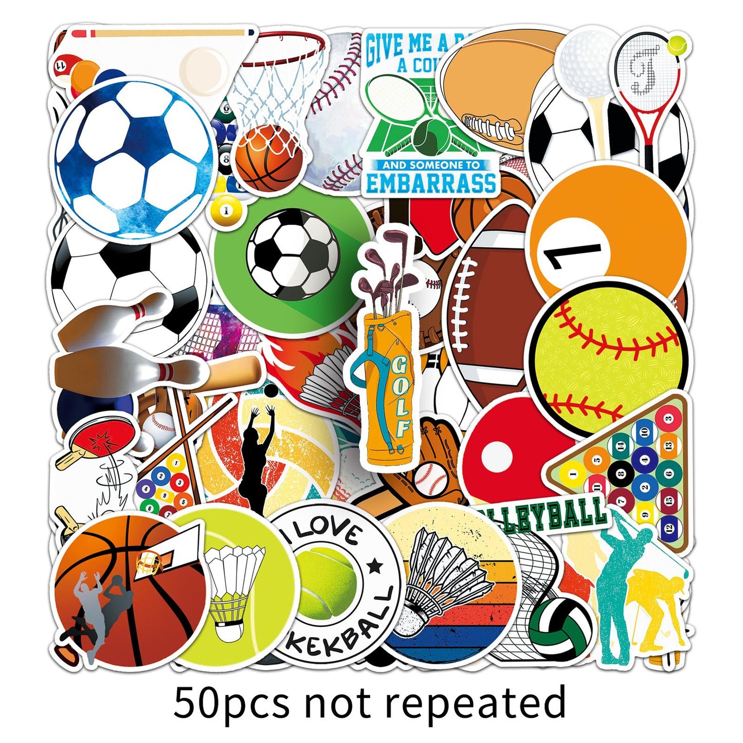 50Pcs Sports Graffiti Waterproof Stickers | Multi-Purpose Decor for Luggage & Phone Cases | Trendy Athletic Designs | Express Your Unique Style