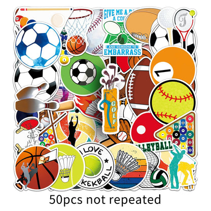 50Pcs Sports Graffiti Waterproof Stickers | Multi-Purpose Decor for Luggage & Phone Cases | Trendy Athletic Designs | Express Your Unique Style