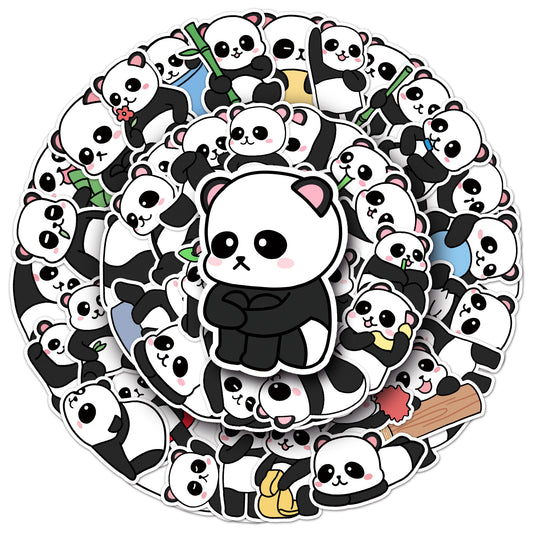 50pcs Panda Cartoon Stickers | Waterproof & Durable | Original Design | Add Fun to Your Life