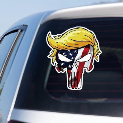 Car Decal – Skull with USA Flag | Weather‑Resistant, Unique Style, Bold Statement