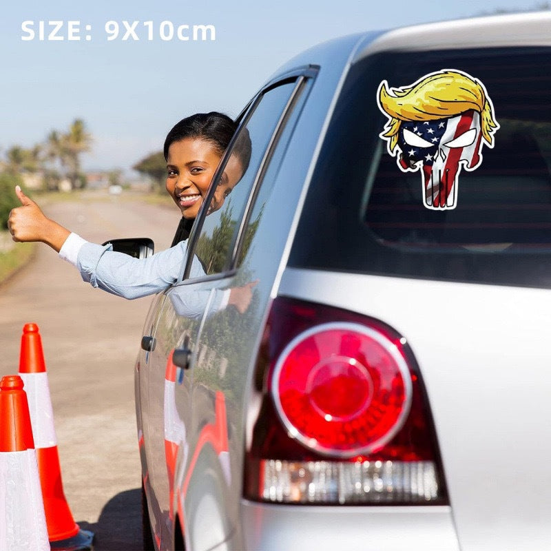 Car Decal – Skull with USA Flag | Weather‑Resistant, Unique Style, Bold Statement