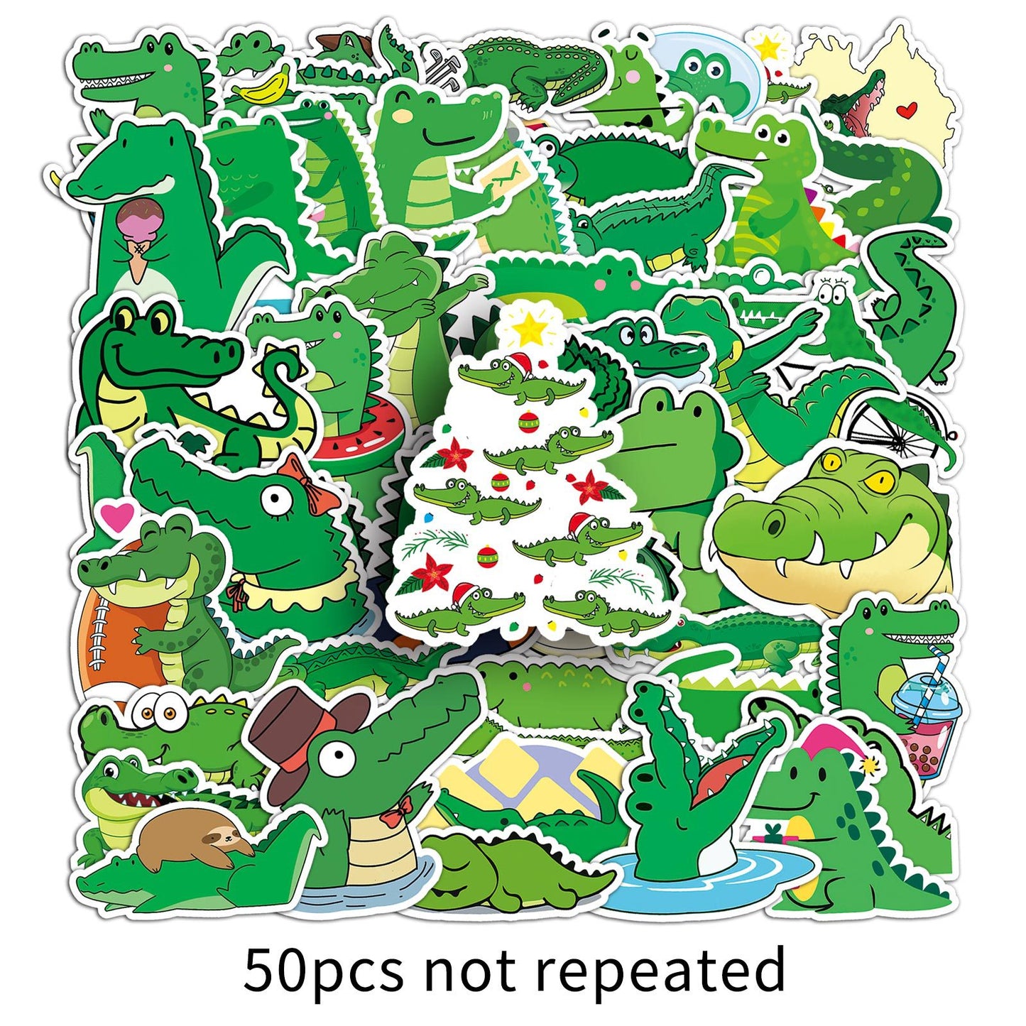 50PCS Crocodile Cartoon Stickers – Waterproof DIY Decals for Kids' Luggage, Phone Cases & More