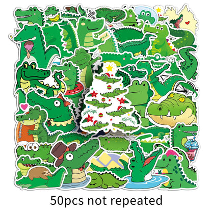 50PCS Crocodile Cartoon Stickers – Waterproof DIY Decals for Kids' Luggage, Phone Cases & More