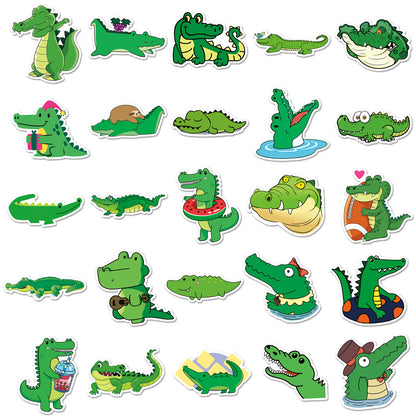 50PCS Crocodile Cartoon Stickers – Waterproof DIY Decals for Kids' Luggage, Phone Cases & More