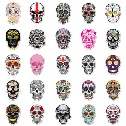 Halloween Skull Stickers – Holographic Graffiti Horror Faces | 50PCS for Laptops, Suitcases & More
