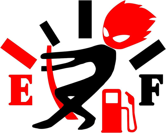 Funny Fuel Gauge Sticker – Angry Boy Decal for High Gas Consumption Warning – Universal Fit for Trucks & Vans