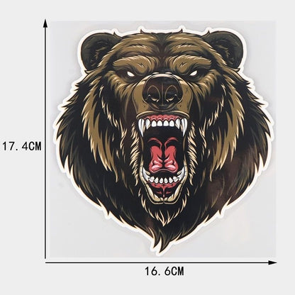 Car & Motorcycle Sticker – Roaring Brown Bear Portrait, Waterproof Sunproof Animal Decal, Bold Eye-Catching Design