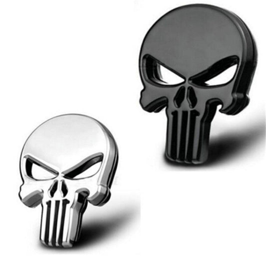 Punisher Skull Metal Car Sticker – Waterproof Scratch Cover Decal for Vehicle Customization | Cool Street Style Auto Accessory