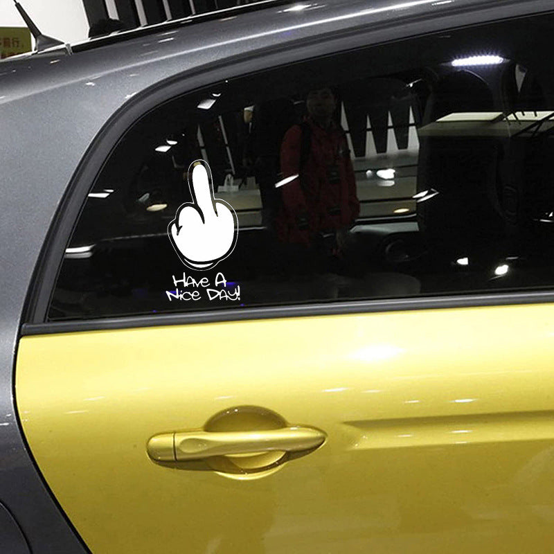 Funny Middle Finger Car Sticker – Waterproof Vinyl Decal for Window or Body, Bold Personality Statement