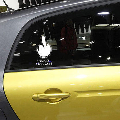 Funny Middle Finger Car Sticker – Waterproof Vinyl Decal for Window or Body, Bold Personality Statement