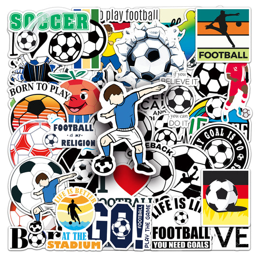 50PCS Waterproof Football Sticker Pack – Creative Cartoon Graffiti for DIY Skateboards, Luggage & More