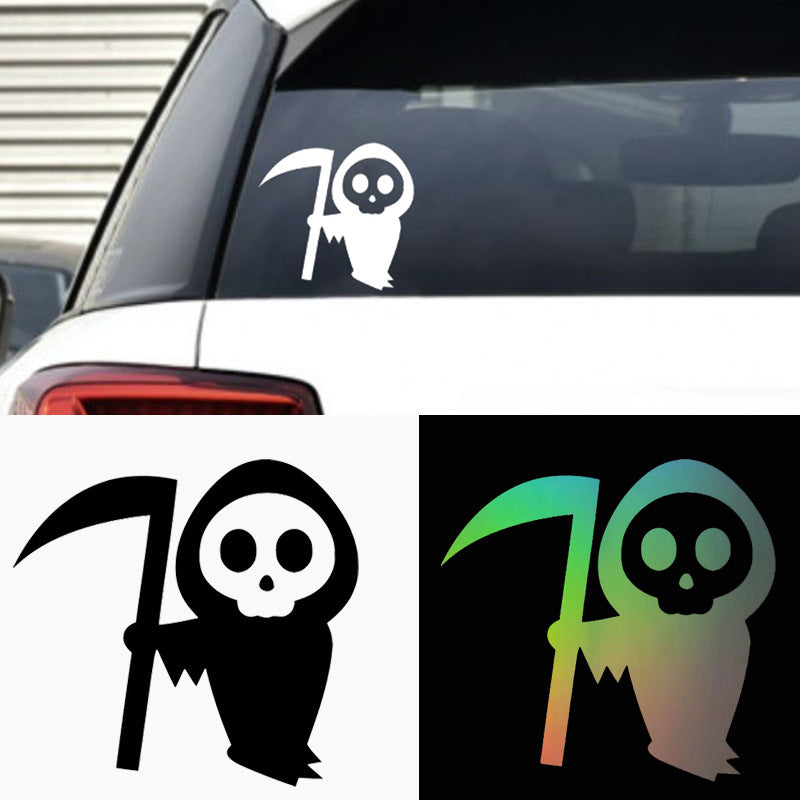 Car Sticker Reaper Skull Decal – Waterproof Horror Design for Laptop, Bumper & Window, Unique Gothic Decor