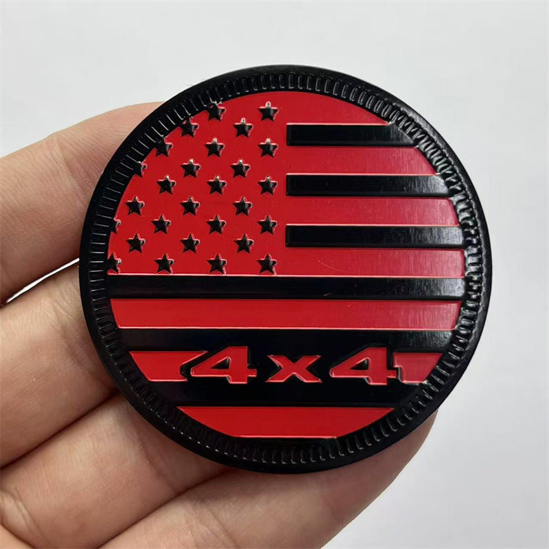 4x4 Rated Metal Badge for Jeep Wrangler | American Flag Off-Road Emblem