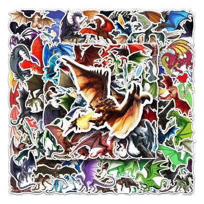 100PCS Dragon Graffiti Cartoon Animal Stickers – Waterproof & Durable, Perfect for DIY Decoration on Skateboards, Water Bottles, Luggage – Express Your Unique Style