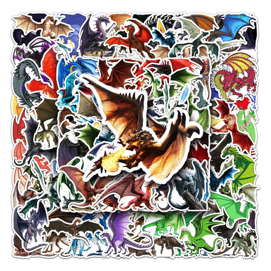100PCS Dragon Graffiti Cartoon Animal Stickers – Waterproof & Durable, Perfect for DIY Decoration on Skateboards, Water Bottles, Luggage – Express Your Unique Style