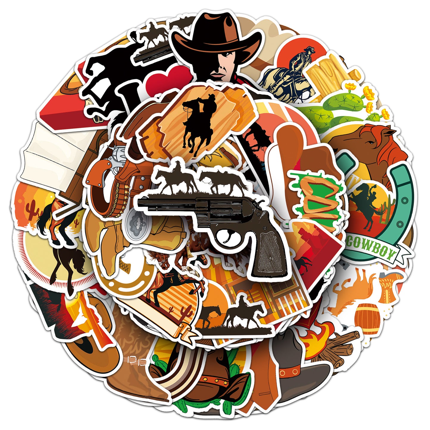50PCS Western Cowboy Sticker Pack | Retro Graffiti Style | DIY Skateboard/Phone Case/Luggage Decor | Must-Have for Trendsetters